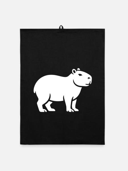 Capybara Wasserschwein - Organic Geschirrtuch - Schwarz - Vorne