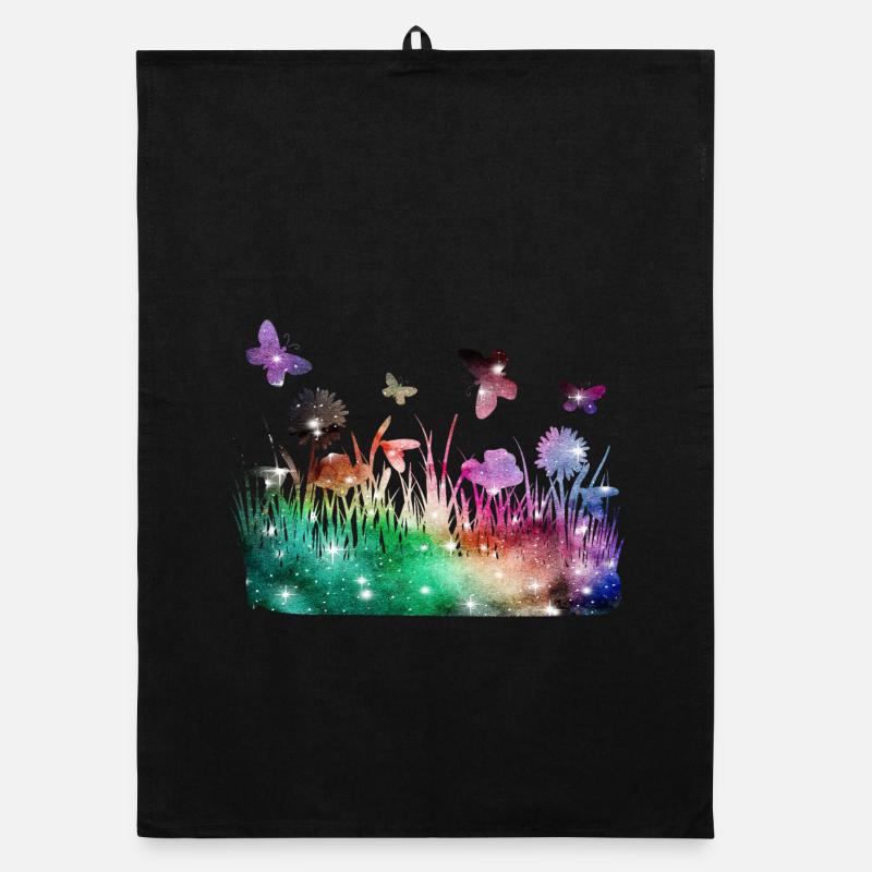 Blumenwiese Galaxie Garten Schmetterlinge Organic Geschirrtuch
