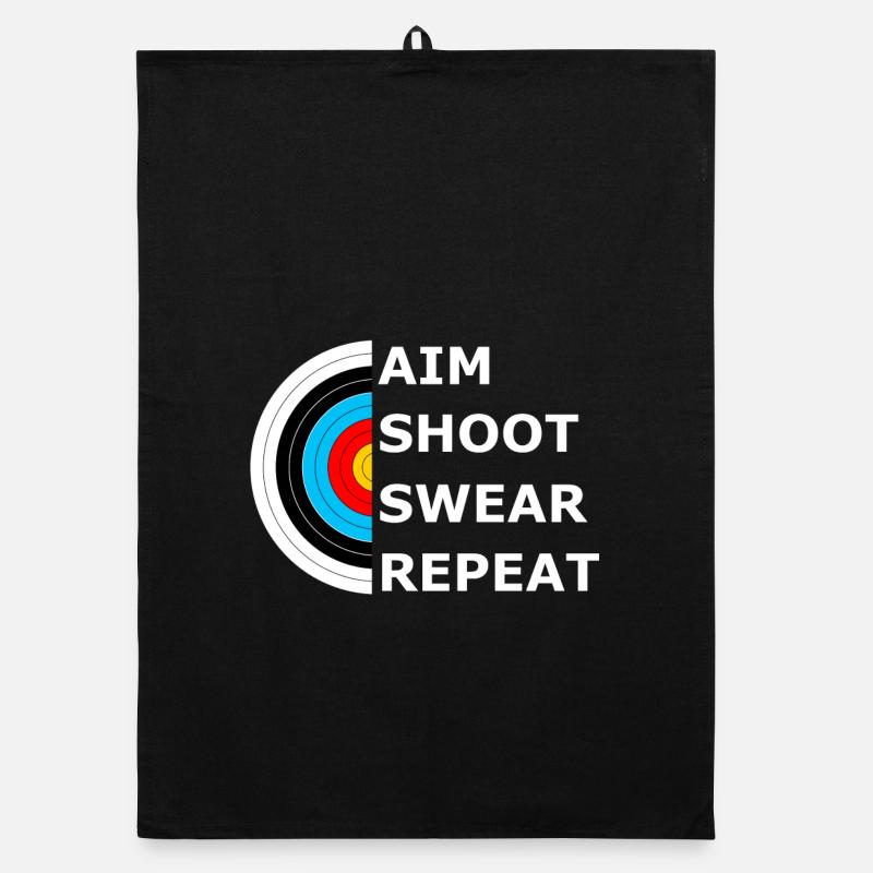 Aim Shoot Swear Repeat - Archery Target - Organic dish towel - black