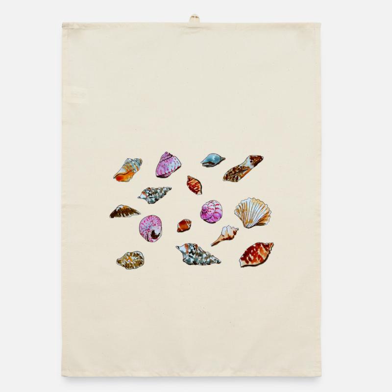 Colourful Seashells Marine Pattern Organic dish towel