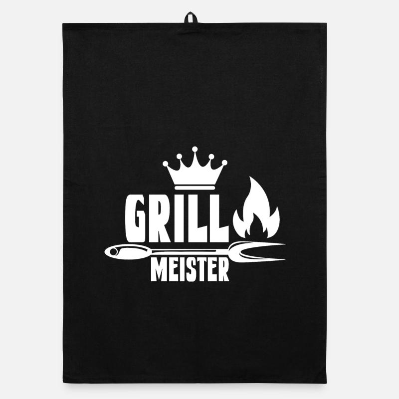 Feuriger Grillmeister mit Krone Organic Geschirrtuch