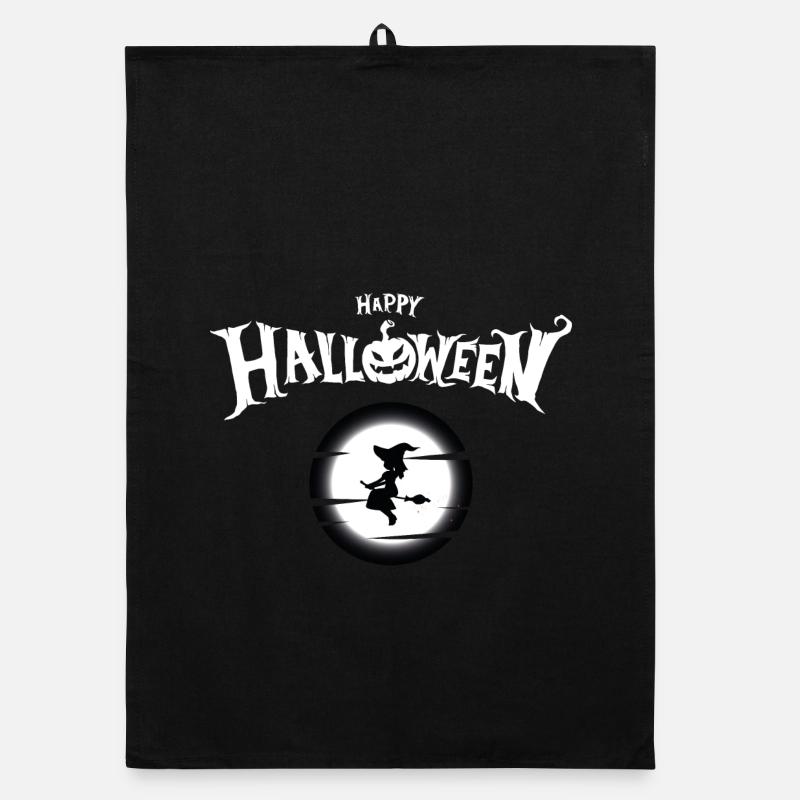 Lunar Witch Halloween - Organic dish towel - black