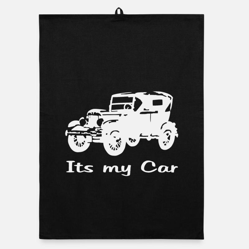 Oldtimer Motiv mit Schrift - Organic Geschirrtuch - Schwarz