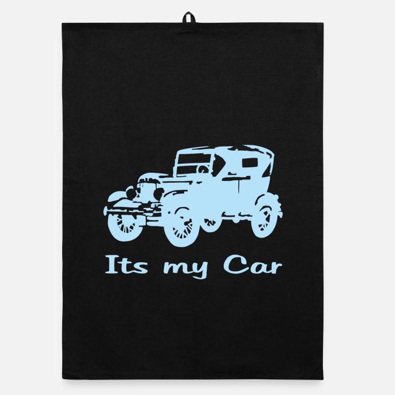 Oldtimer motiv mit Schrift - Organic Geschirrtuch - Schwarz