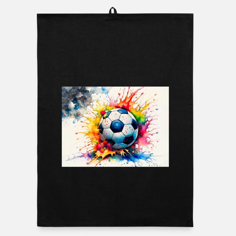 Explosive Watercolor Soccer Ball Organic dish towel