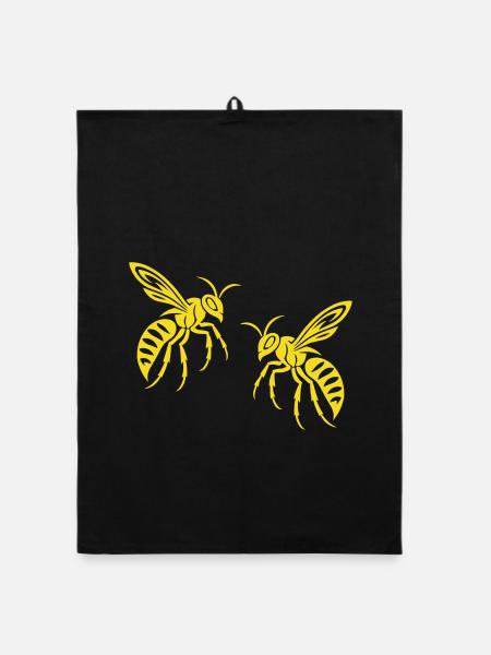 Biene Wespe - Organic Geschirrtuch - Schwarz - Vorne