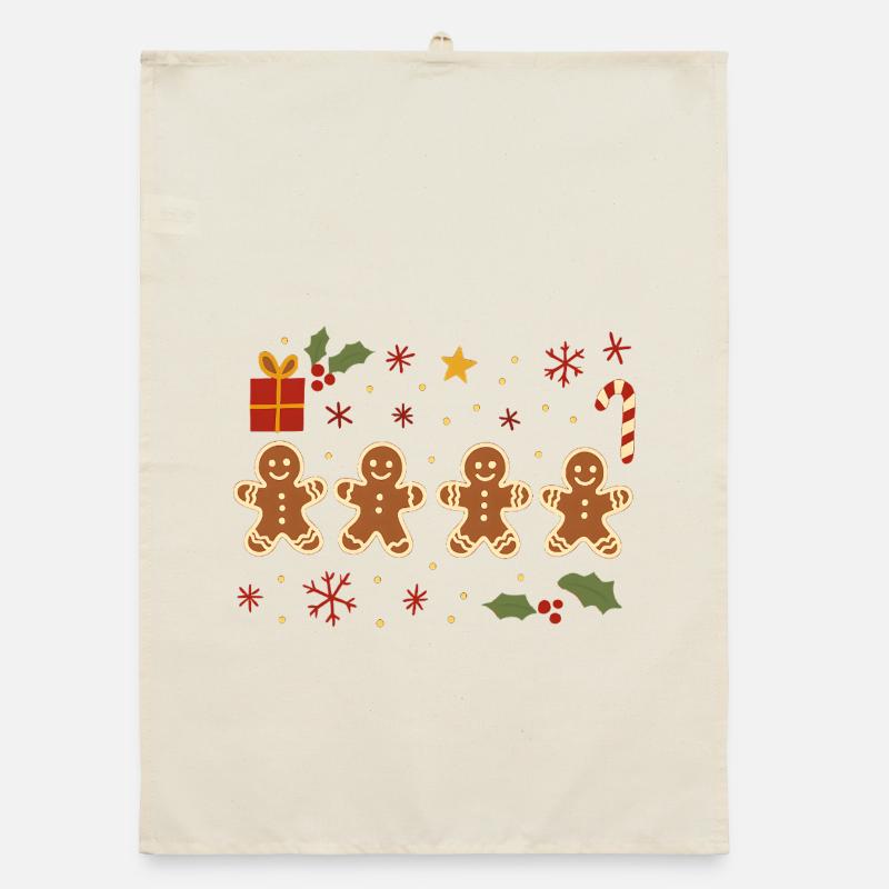 Gingerbread Holiday Cheer, Xmas  Organic dish towel