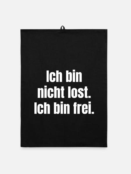 I'm not detached, I'm free - Organic dish towel - black - Front