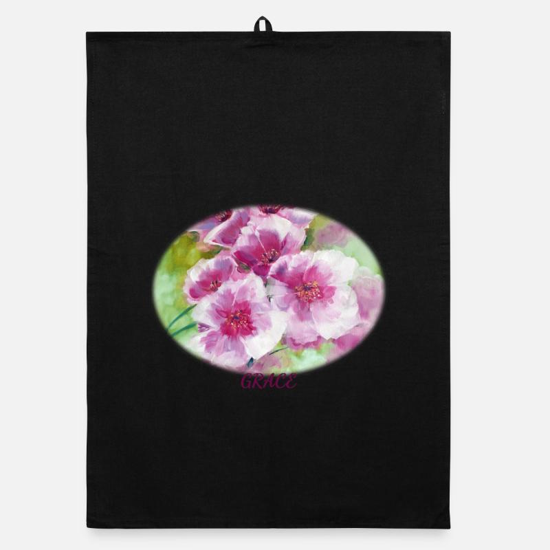 Grace - Vibrant Spring Blossom Ellipse Organic dish towel