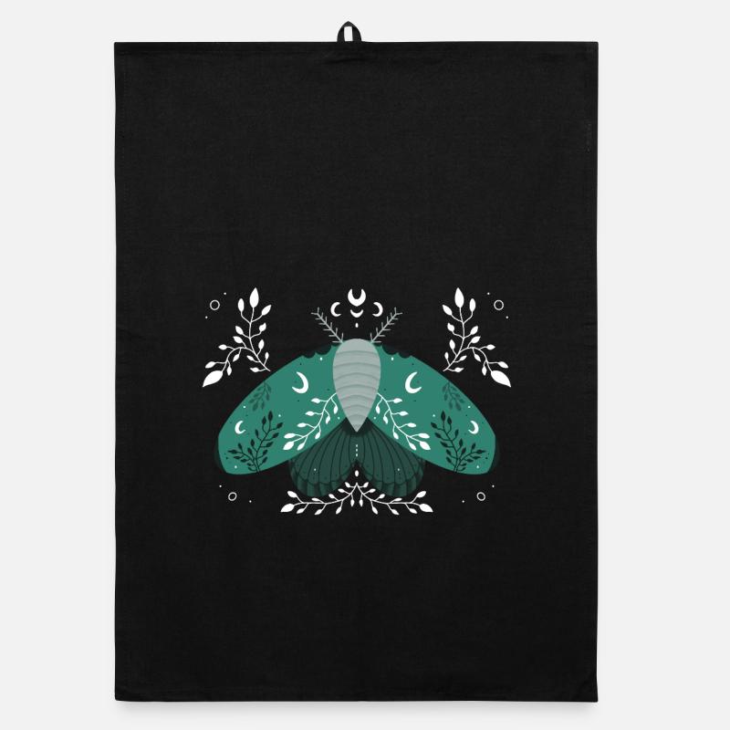 Green Moon Moth with Foliage Organic dish towel
