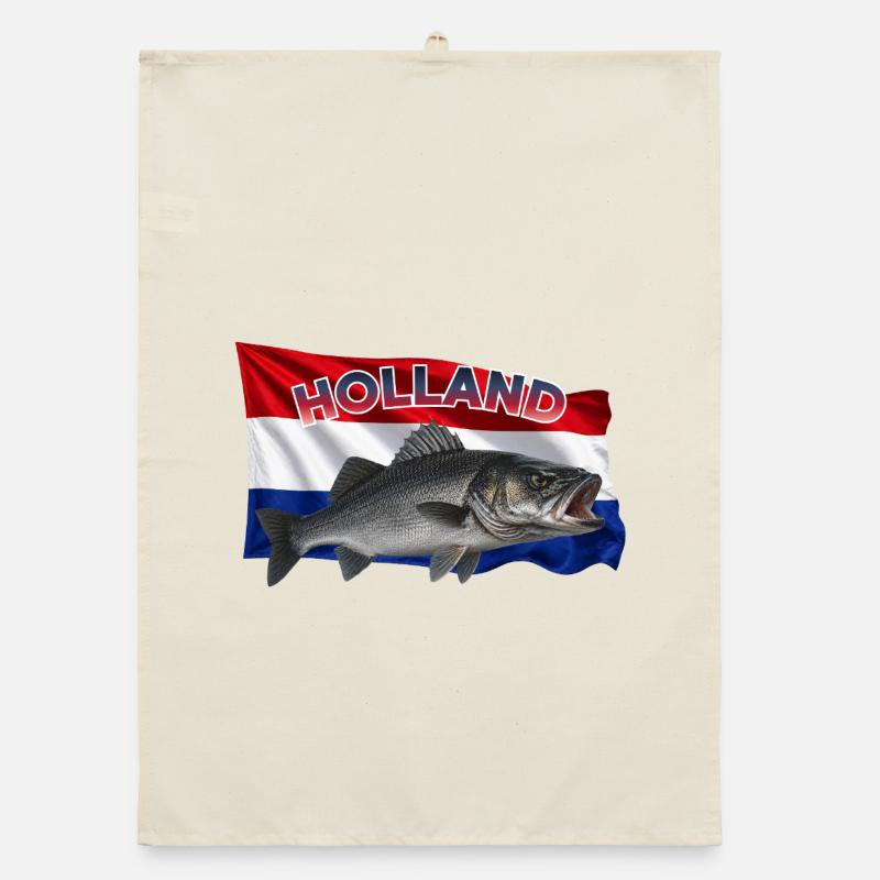 Pêche au bar de mer en Hollande - Conception de la pêche côtière Torchon bio