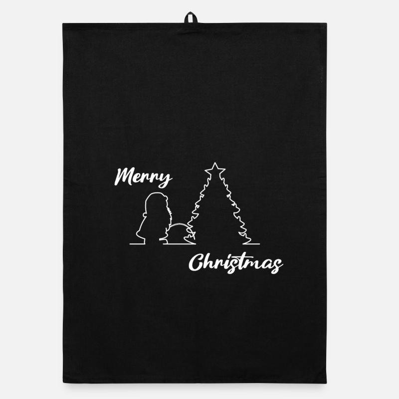 Père Noël sur l’arbre, Joyeux Noël, Noël - Torchon bio - noir