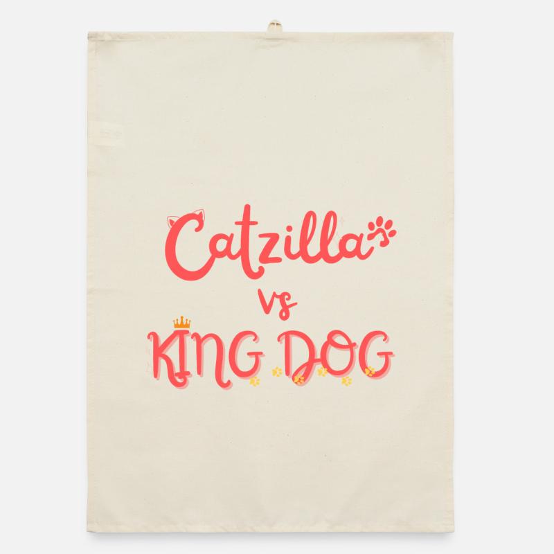 Catzilla vs King Dog Organic dish towel