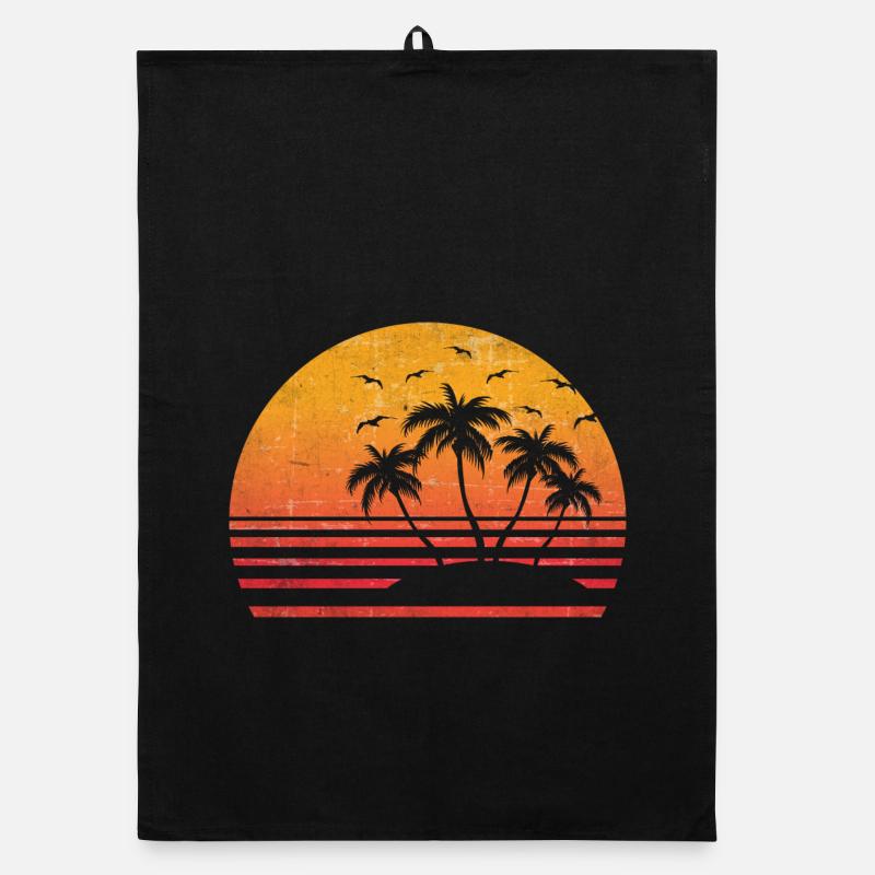 Retro Palm Sun Organic Geschirrtuch
