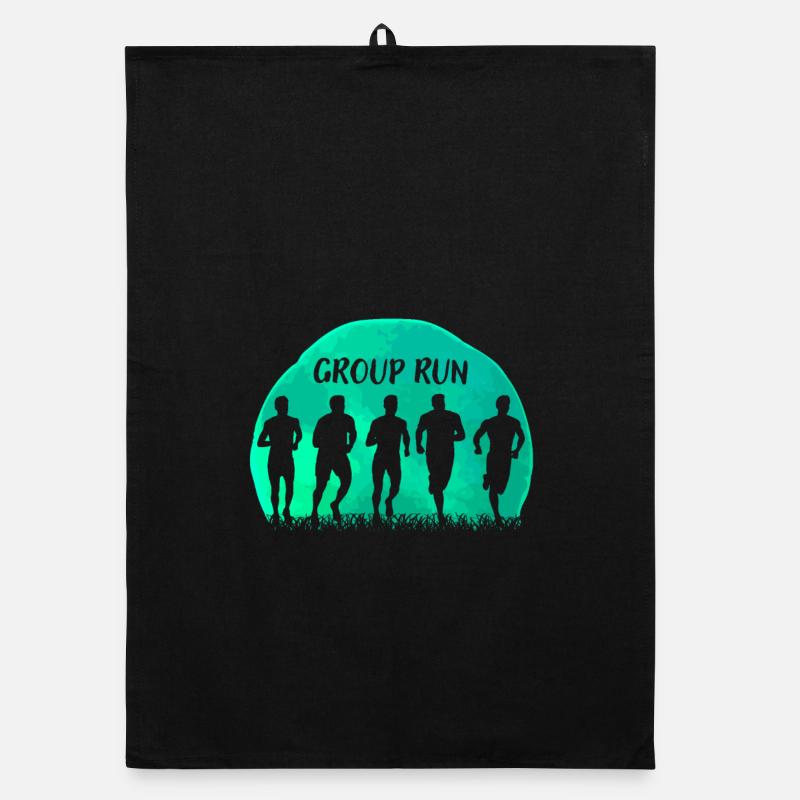 Group Run Group run in a team with grass and moon Organic dish towel
