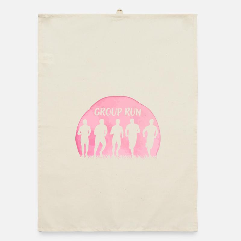 Group Run Group run in a team with grass and moon Organic dish towel