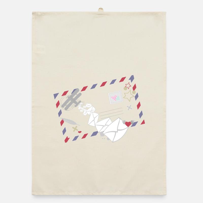 Airmail Frame with Letters & Mail Airplane Icon Organic dish towel