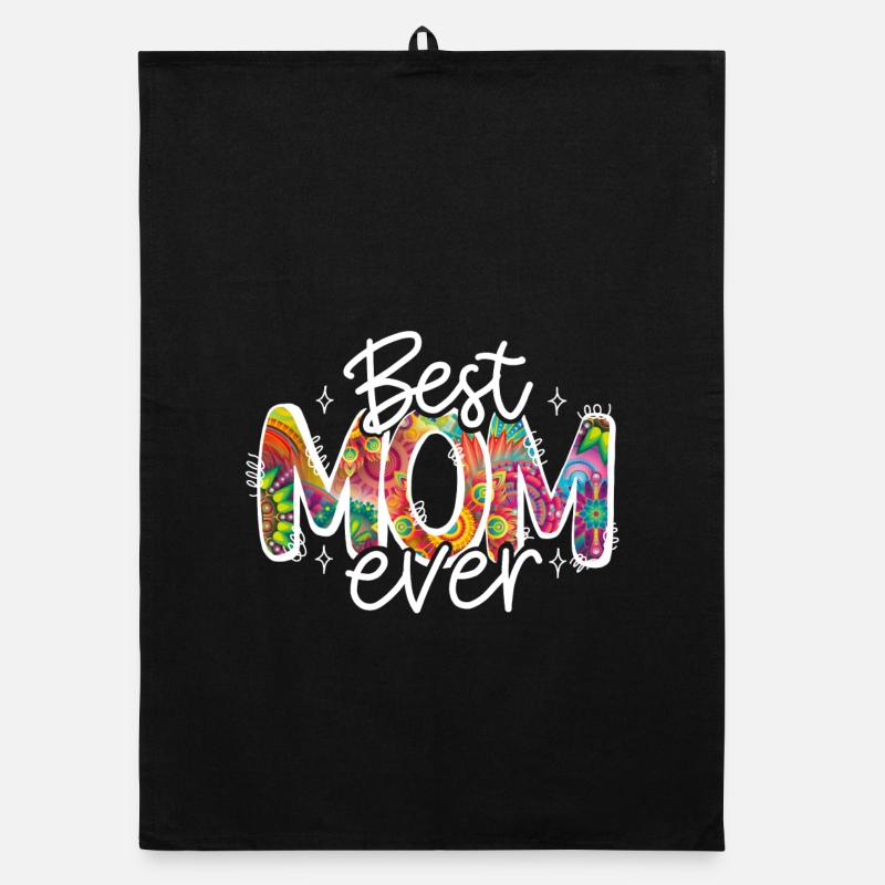 best mom ever muttertag mama - Organic Geschirrtuch - Schwarz