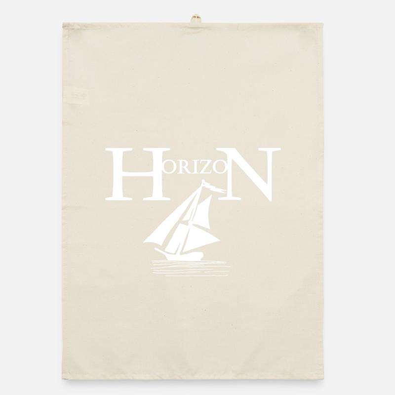 Weißes Boot und Horizont Organic Geschirrtuch