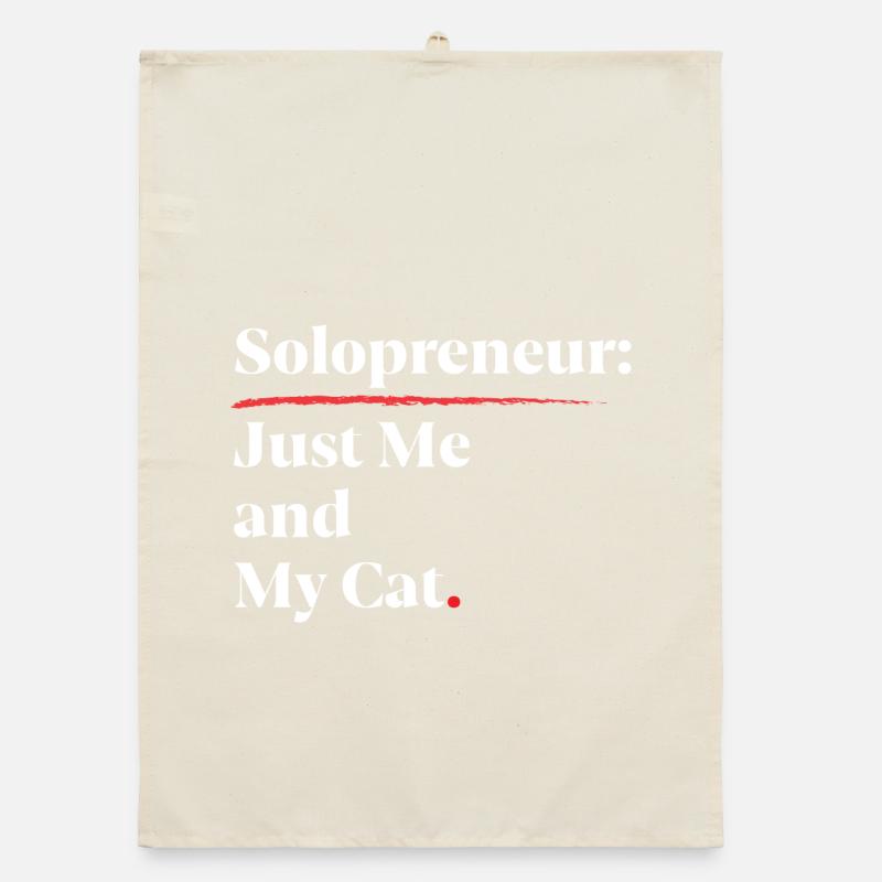 Solopreneur : Juste moi et mon chat [Blanc] Torchon bio