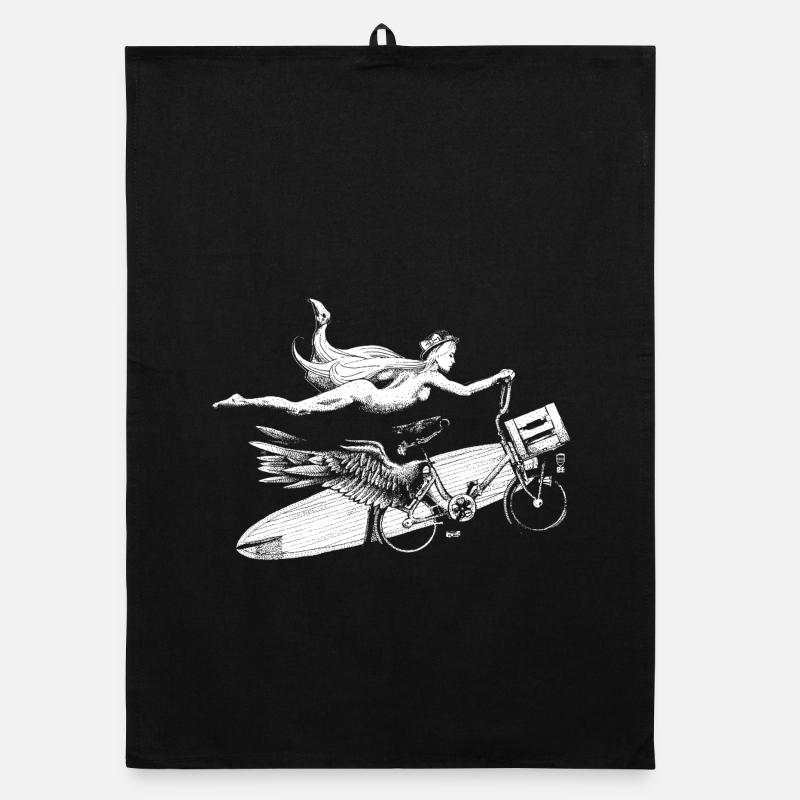 Flying Bike - Blanc - Torchon bio - noir