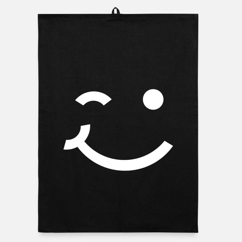 Winking face, Wink smile Organic dish towel