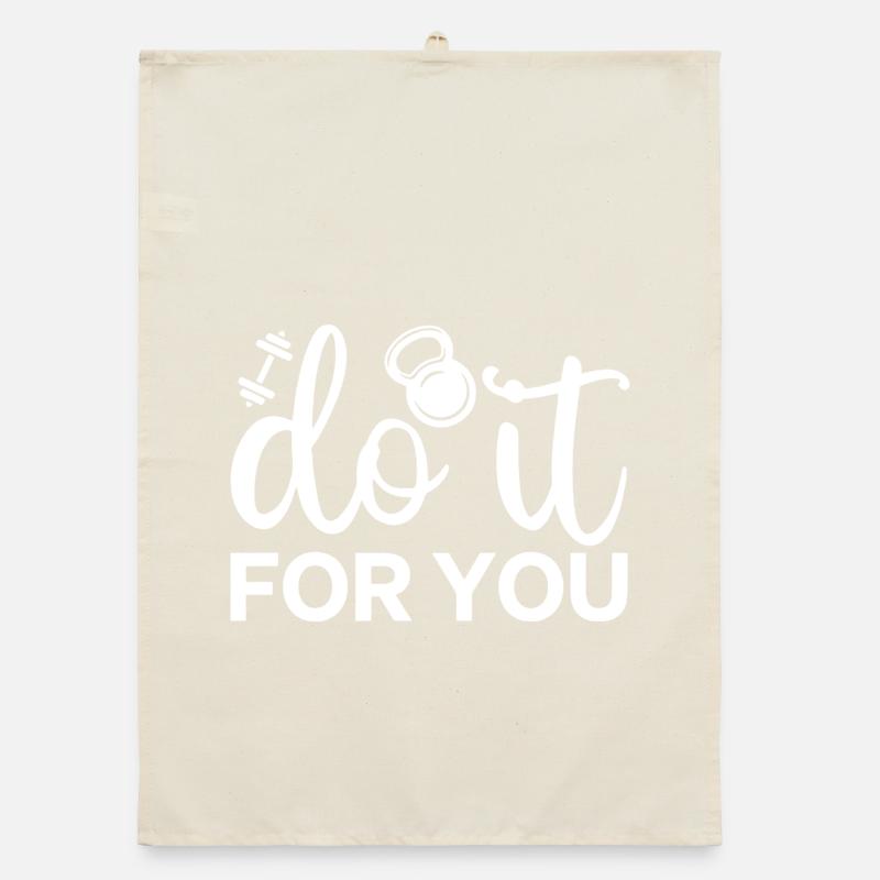 Script de remise en forme motivante avec icône de kettlebell Torchon bio