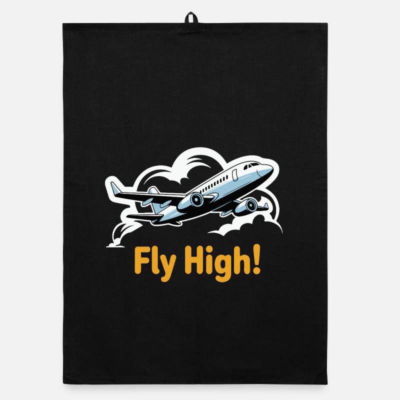 Jet in Sky Illustration Fly High Organic dish towel