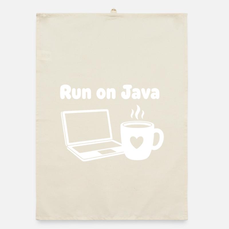 Java Lauf Café Laptop Herz Organic Geschirrtuch