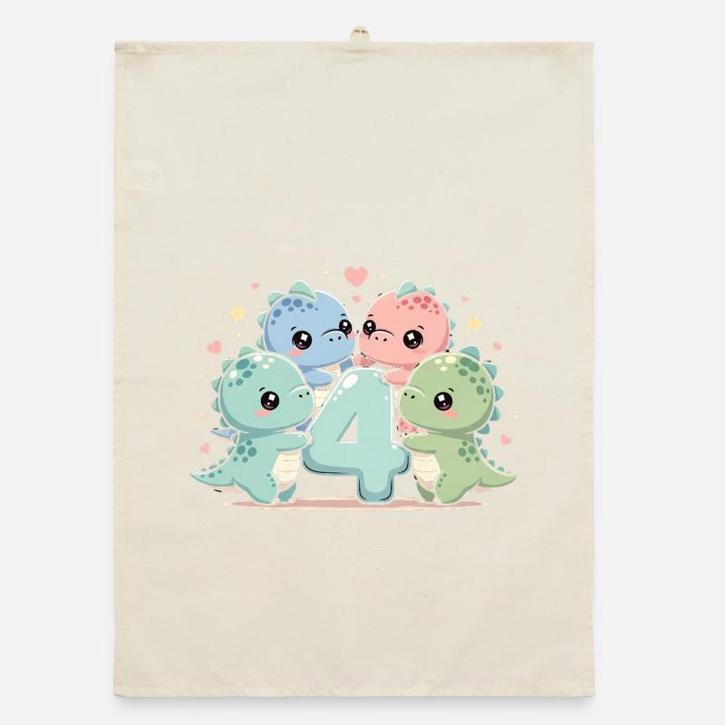 4th Birthday Dino Dinosaur 4 Years Gift Organic dish towel
