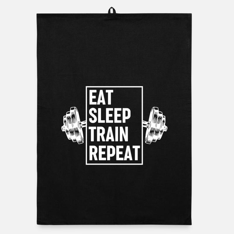 Eat Sleep Train Repeat Quote Organic dish towel