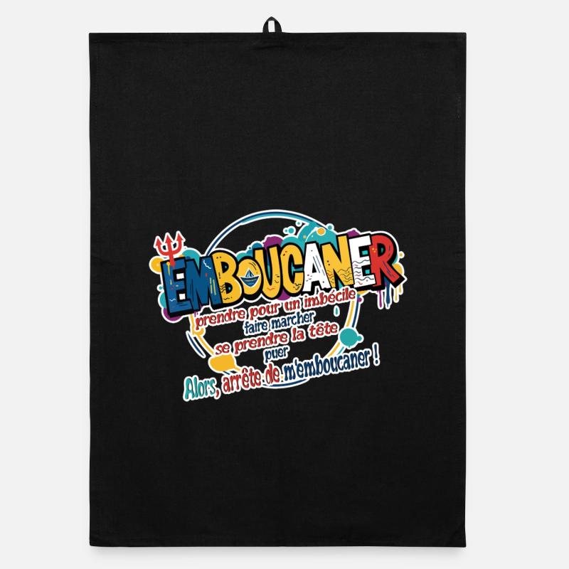 Marseille Slang Art - Emboucaner Expression Design - Torchon bio - noir