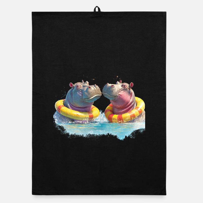 Double Hippo Bathing Fun Organic dish towel
