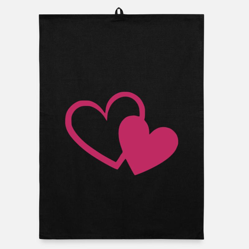 Valentinstag Herz rot Geschenk Valentinstag - Organic Geschirrtuch - Schwarz