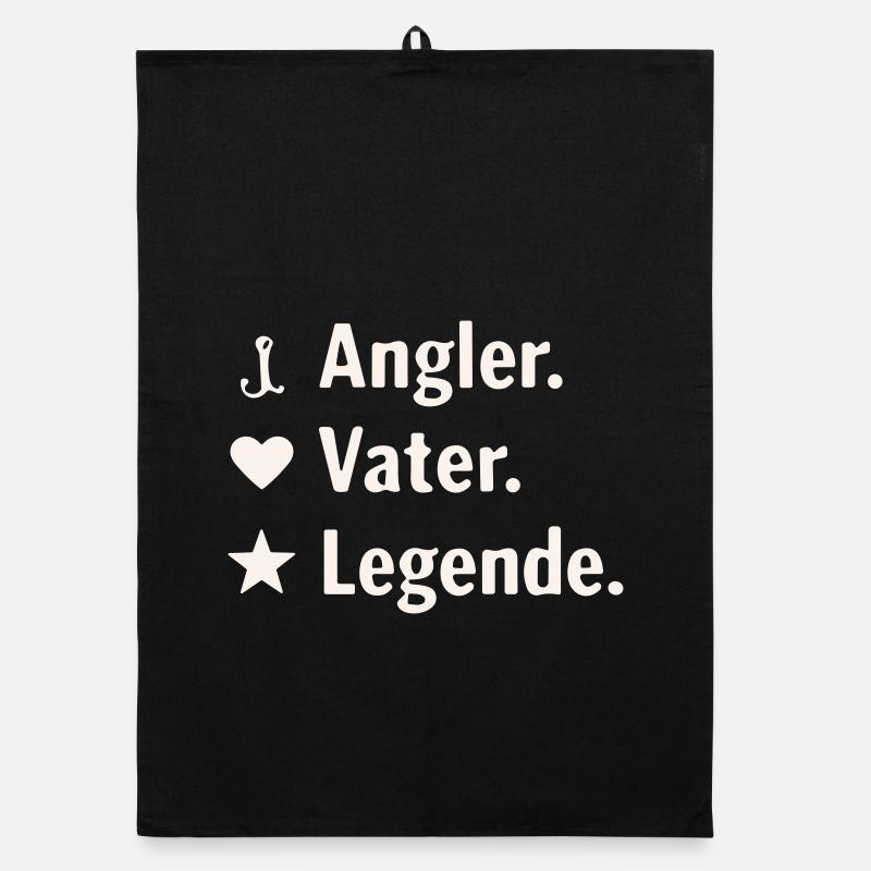 Angler Vater Legende - Organic Geschirrtuch - Schwarz