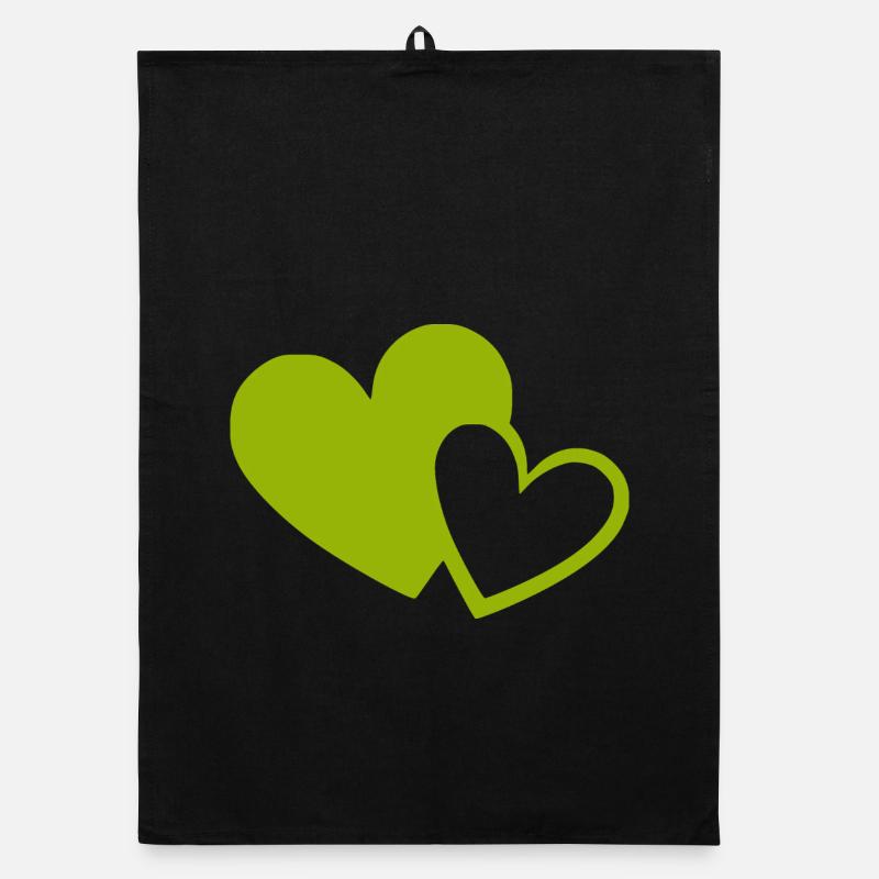 Cœur vert motif de cœurs verts Torchon bio