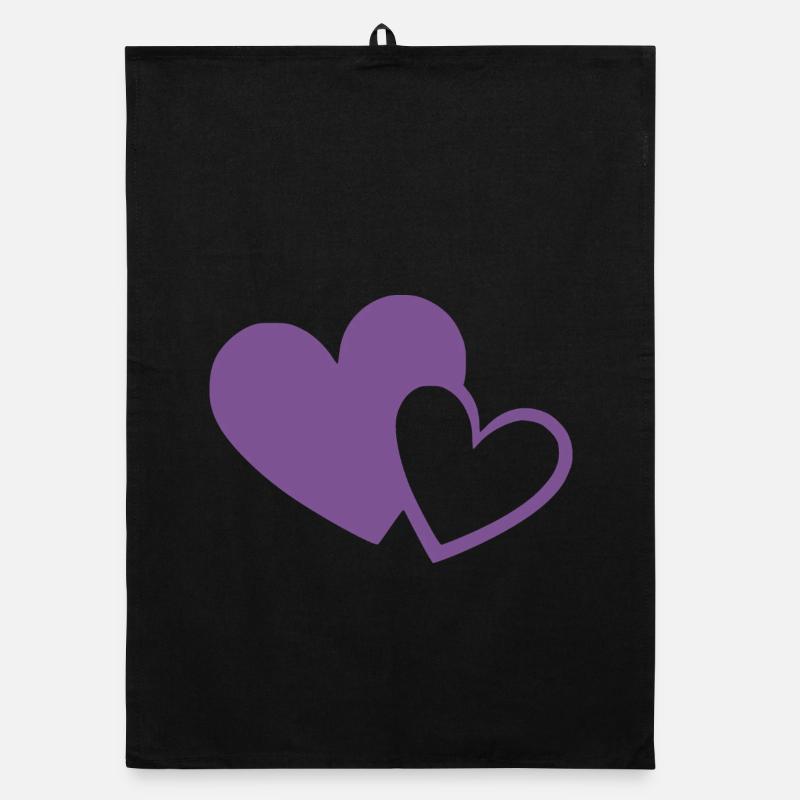 violet heart two violet hearts gift Organic dish towel