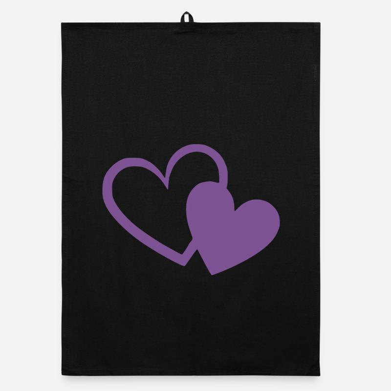 violet heart two violet hearts gift Organic dish towel