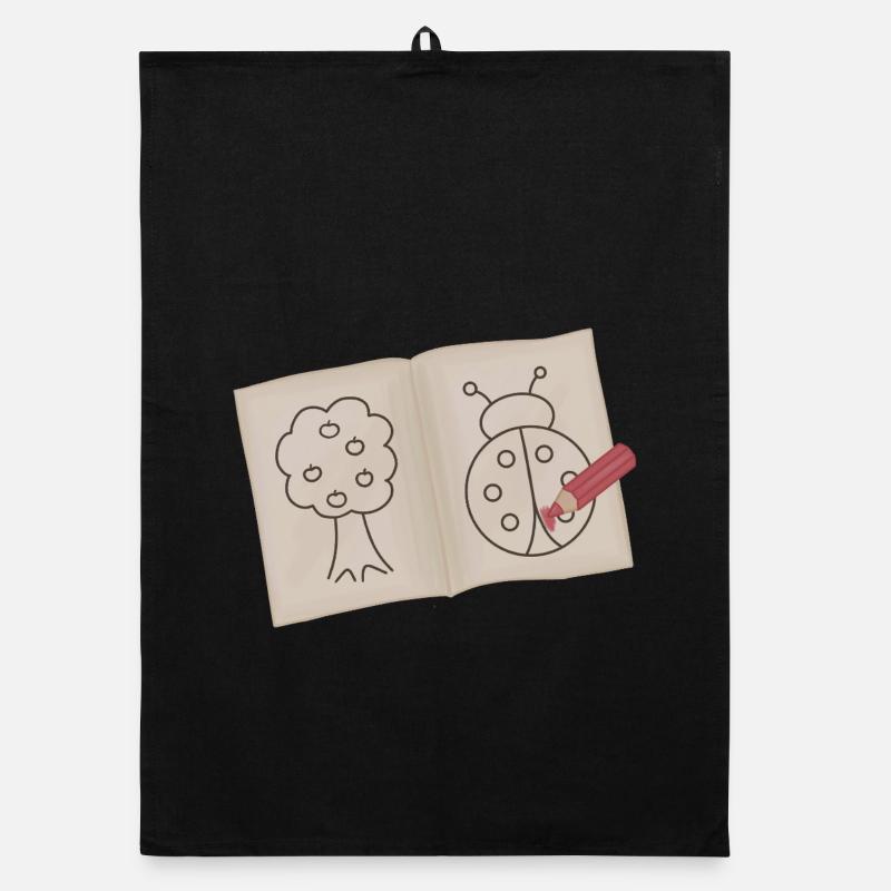 Tree and Ladybug Doodle Sketch Organic dish towel