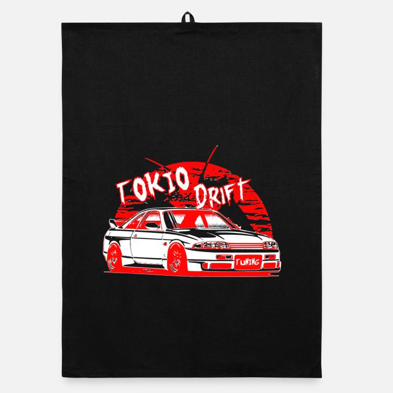 Tokio Drift Car Organic Geschirrtuch