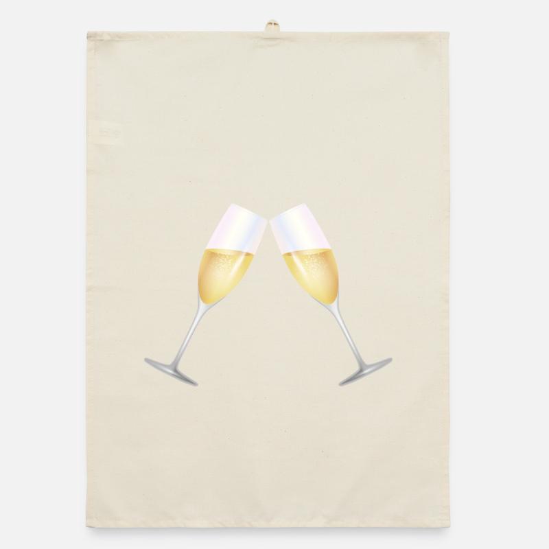 two glasses filled with sparkling wine Organic dish towel