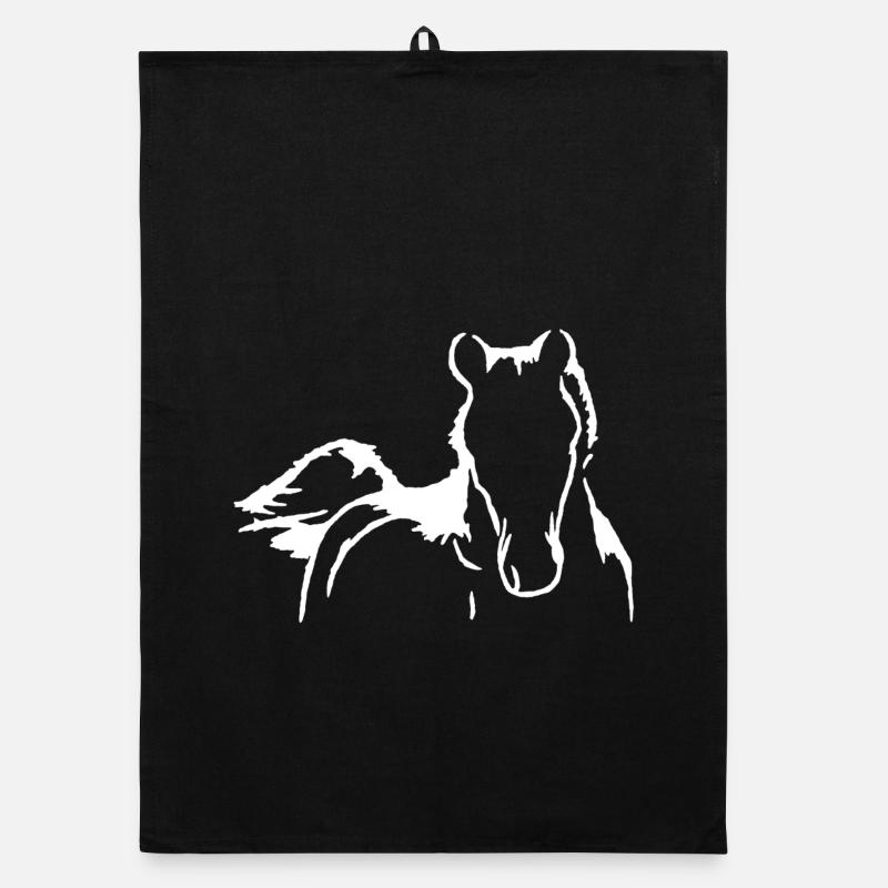 Silhouette des Pferdes - Organic Geschirrtuch - Schwarz