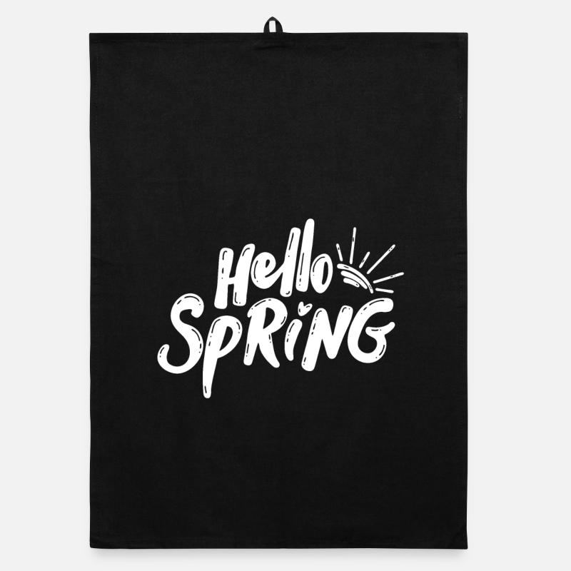 Hello Spring Season Bloom Lettering Organic dish towel