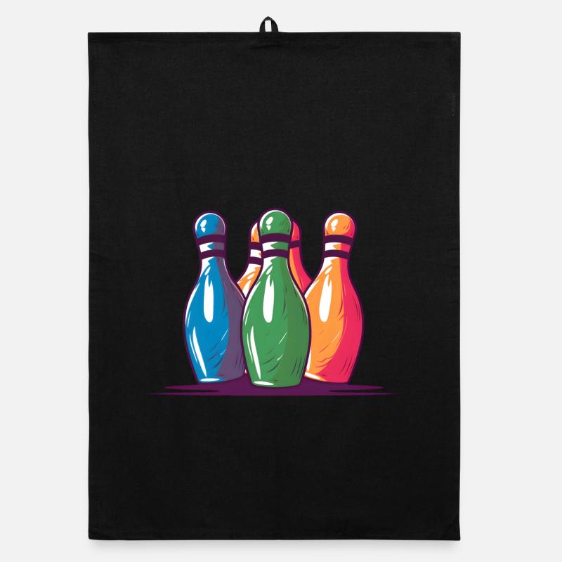 Bowling Pins Comic Style Organic dish towel