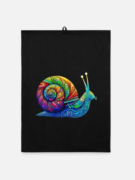 Schnecke - Organic Geschirrtuch - Schwarz - Vorne