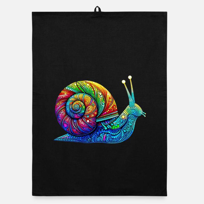 Schnecke - Organic Geschirrtuch - Schwarz