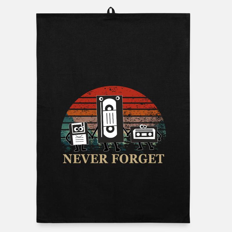 Retro Kassetten-Trio mit Never Forget Theme Organic Geschirrtuch