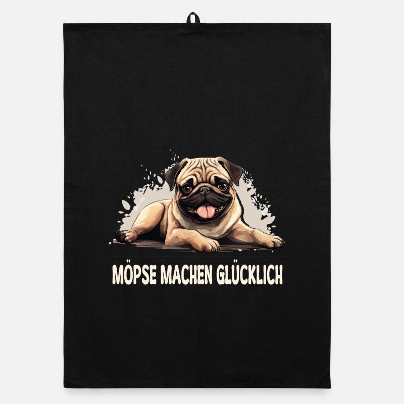Glück ist… ein Mops im Leben! Organic Geschirrtuch