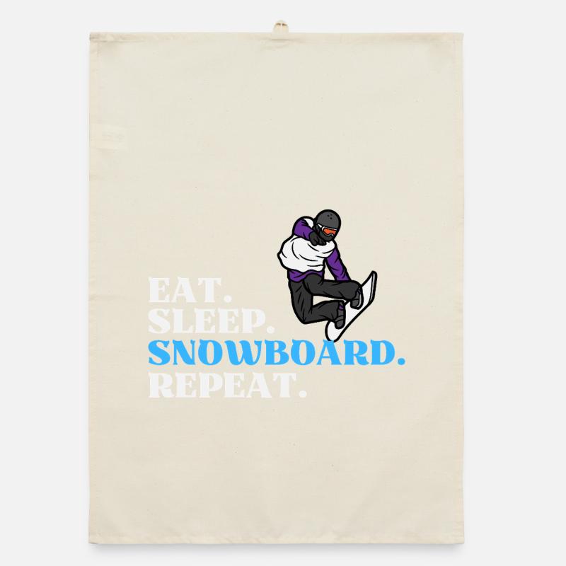 Eat Sleep Snowboard Répéter Torchon bio