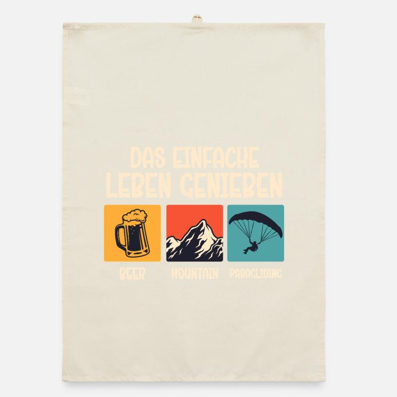 Gleitschirm DAS EINFACHE LEBEN GENIESSEN Lustig Organic Geschirrtuch